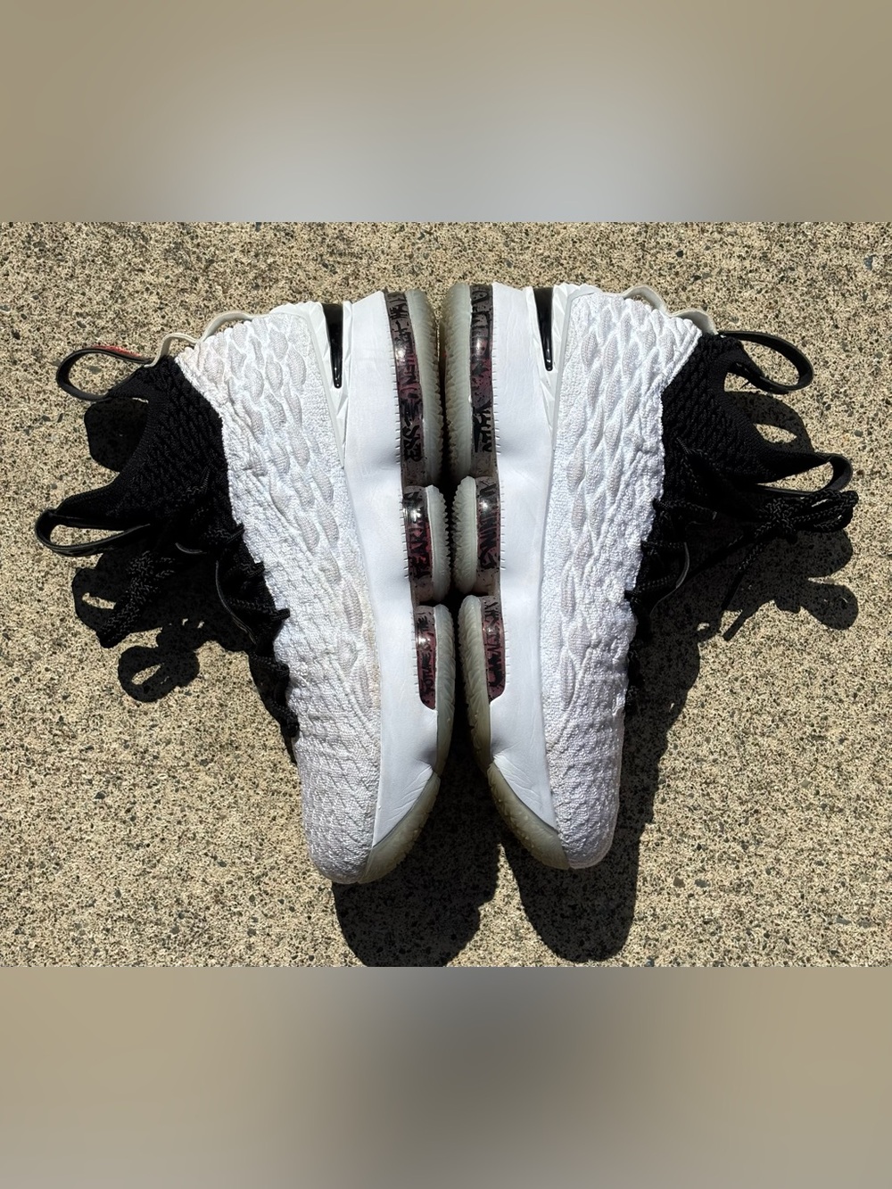 Nike LeBron 15 Graffiti GS 6Y White Black Basketball Sneakers - Picture 5 of 15